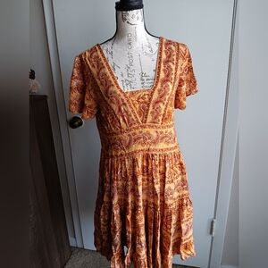 ❤️Bohemian Paisley Orange Dress
